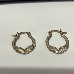 Cute, Tiny Rams’ Heads Sterling Silver Hoop Earrings